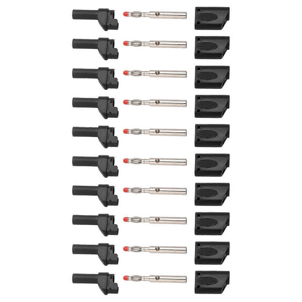 10pcs 22.160 4mm Banana Plug Insulated Safety Banana Plug Connector with Housing for Electronic TestBlack