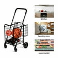 thumbnail image 2 of Costway Folding Shopping Cart Jumbo Basket Rolling Utility Trolley Adjustable Handle, 2 of 10