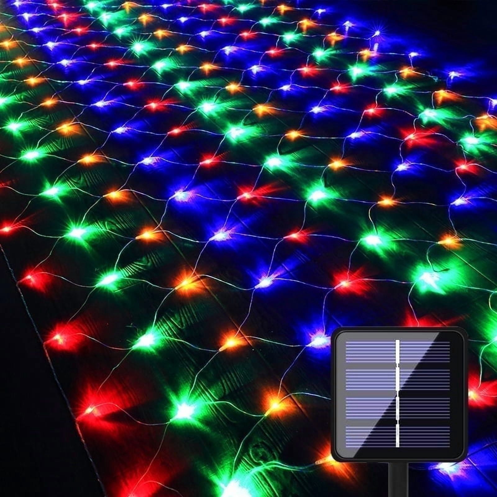 Solar Net Mesh Light 9.8ft x 6.6ft 192 LED, Waterproof Outdoor Net Light with 8 Modes for Bush, Christmas, Home, Garden Decorations(Multicolor)