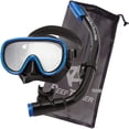 thumbnail image 1 of Reef Tourer Conjunto de Máscara y Snorkel para Adultos de una Sola Ventana, Negro/azul Metalizado, 1 of 6