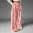 thumbnail image 4 of Soft Fuzzy Pajama Bottoms for Women, High-Waisted Wide Leg Lounge Pants with Drawstring, 4 of 9