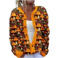 thumbnail image 2 of Craaazy Womens Shirts Cardigan Long Sleeve Hollowed Out Cute Floral Print Open Front Button Down Fall Winter Coat Gifts for Women, 2 of 4