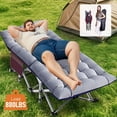 thumbnail image 2 of Folding Camping Cot for Adults with Pad, Padded Portable Sleeping Cots, Camp Bed with Carry Bag for Outdoor Travel, Beach, Hiking, 2 of 15