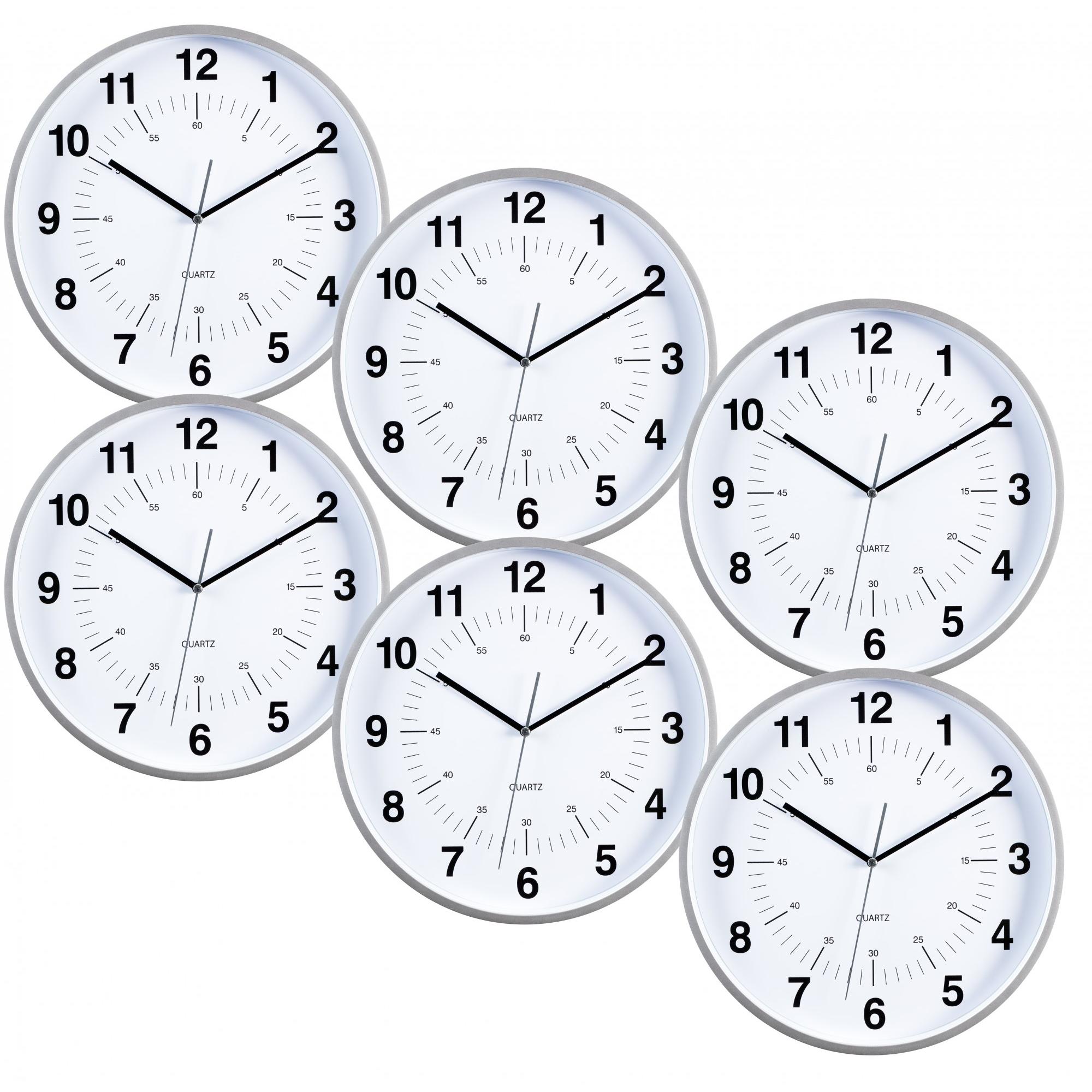 kieragrace KG Synchro Silent Wall Clock Silver, 12", Set of 6