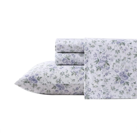 Lilian 4-Piece Purple Cotton Queen Sheet Set