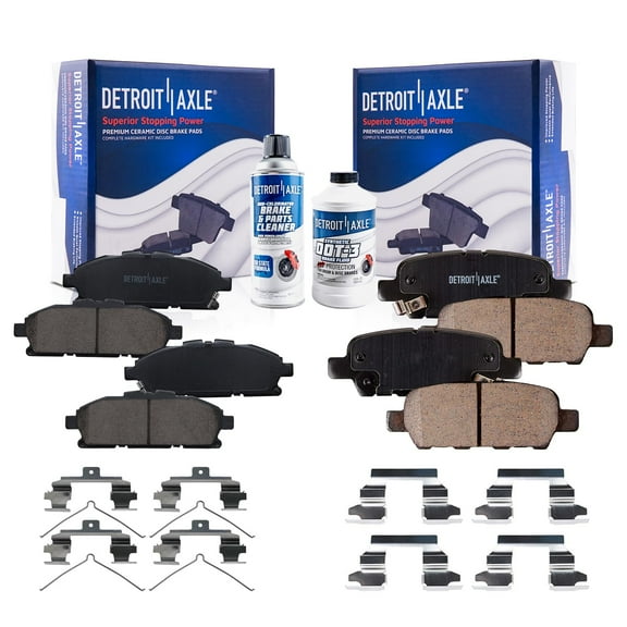 Detroit Axle - Front & Rear Ceramic Brake Pads w/Hardware for 2011-2017 Nissan Quest 2012 2013 2014 2015 2016 Replacement