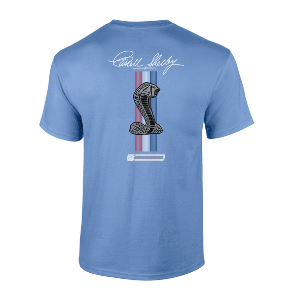 Vintage Shelby Cobra Snake Racing Stripes Front and Back Automotive Design Short Sleeve Adult Graphic T-Shirt-Carolina-xxl