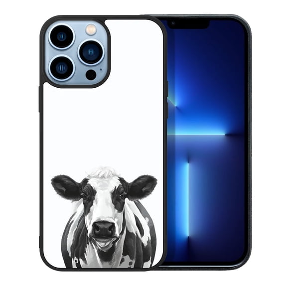 FINCIBO Soft Rubber Protector Cover Case for Apple iPhone 13 Pro Max 6.7" 2021 (NOT FIT Apple iPhone 13 mini 5.4" 2021/iPhone 13 Pro 6.1" 2021/iPhone 13 6.1" 2021), Black Spot Cow