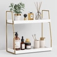 thumbnail image 1 of Organizador de baño Forbena Countertop de 2 niveles blanco/dorado, 1 of 7
