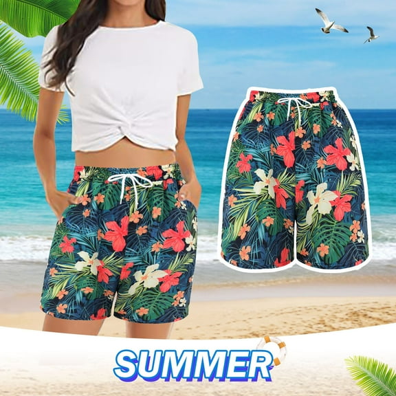 HAIJIE Women Swim Shorts Elastic High Waist Tailored Shorts Cute Shorts Casual Shorts Going Out Shorts for Sister Women Elastic Waist Embroidered Ruffle Shorts