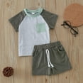 thumbnail image 2 of QHFBli Toddler Baby Boy Summer Clothes Outfit Mamas Little Boy Short Sleeve T Shirt Tops Rolled Stretch Shorts Set 0-3 Years, 2 of 6