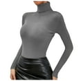 thumbnail image 1 of Women's Knitted Sweater Solid Color High Neck Bottoming Turtleneck Sweater Tops - Polyester, Soft and Comfortable for Spring, Autumn and Winter, 1 of 6