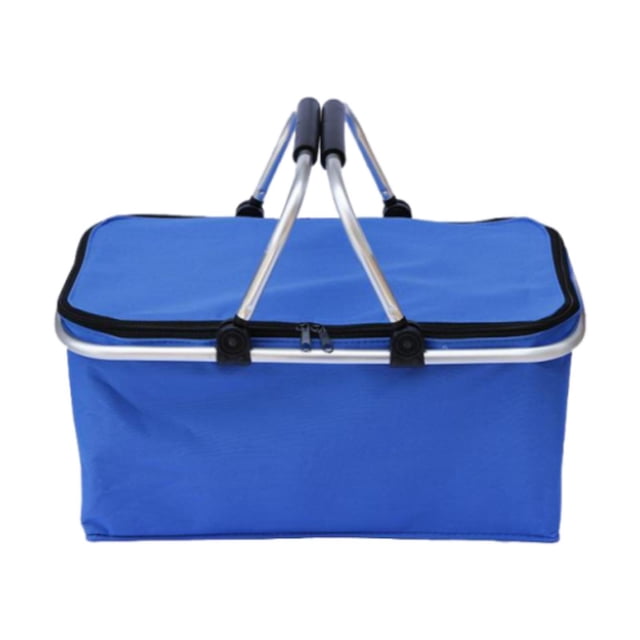 Cesta de picnic de aislamiento Cesta de comestibles Bolsa de comestibles portátiles portátiles plegables para bocadillos de mochilas de pesca de viaje Azul