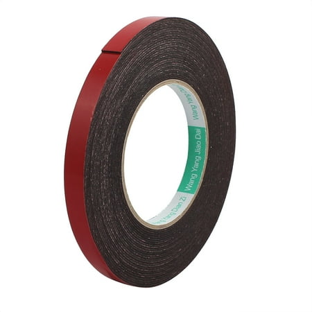 10M 12mm x 1mm Dual-side Adhesive Shockproof Sponge Foam Tape Red Black