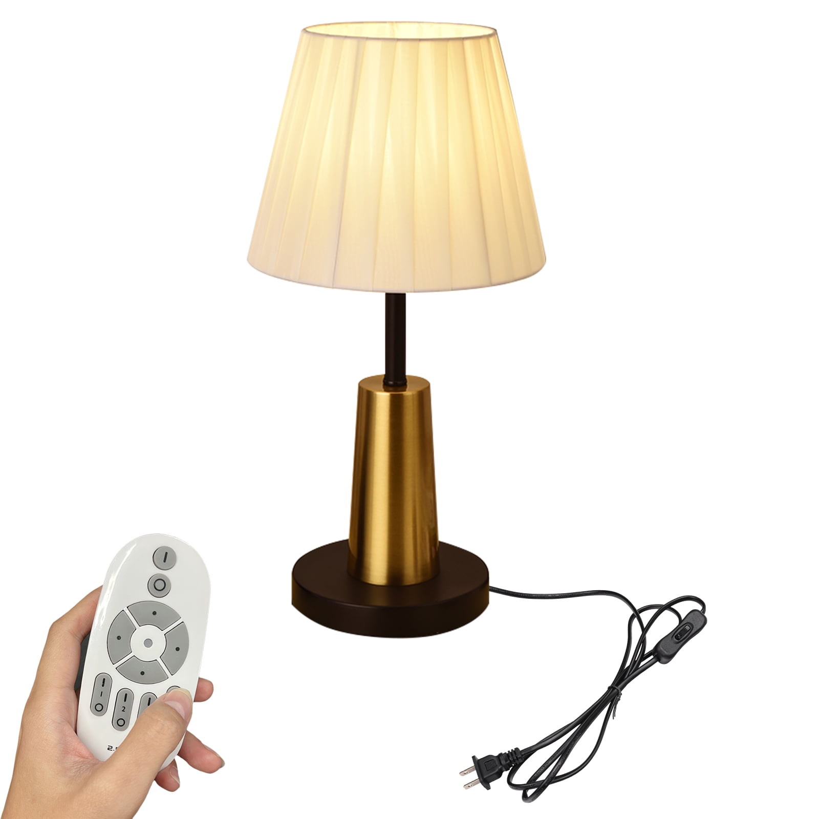 Kiven Modern Plug in Table Lamp, Dimmable Desk Lamp with Fabric