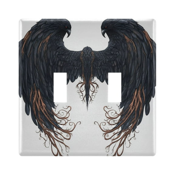Two Black Raven Wings Decorative Light Switch Plates Switch Cover Decorative Wall Plates Ideal for Living Room Kitchen Bedroom and Study