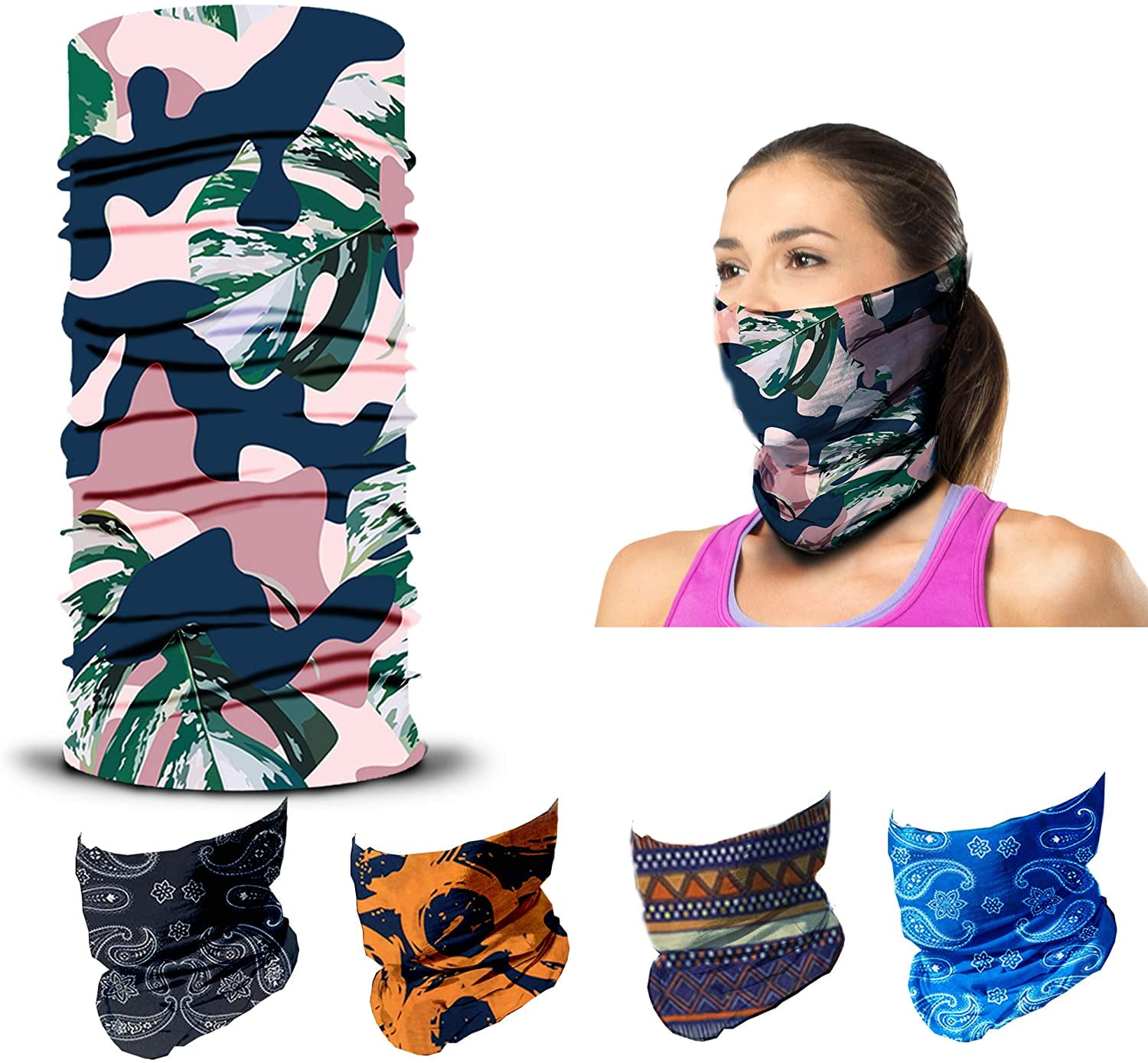Seamless Face Cover Bandana Neck Gaiter Headband for Dust Outdoors Fishing Sports Running Women Men Butterfly 1 Pack 