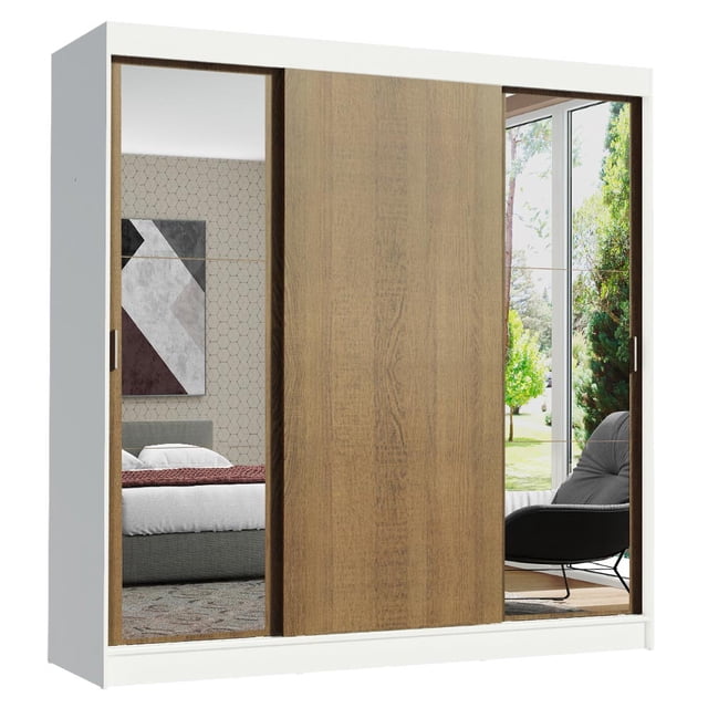 Ropero Closet Madesa Reno 3 Puertas Corredizas 2 Espejos B/M