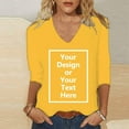 thumbnail image 4 of DuoJiaJ Women Slim Fit Plain Tops 3/4 Sleeve Blouse 2025 T Shirt Summer Tops Basic Tunic V Neck Pullover Tops T Shirt Women’s Casual Tops Yellow, 4 of 5