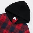 thumbnail image 3 of GYRATEDREAM Toddler Baby Boys Clothes Flannel Lattice Button Down Hooded Shirt Tops +Sweatpants Boys Fall Winter Outfits 1-6Y Red-B, 3 of 8