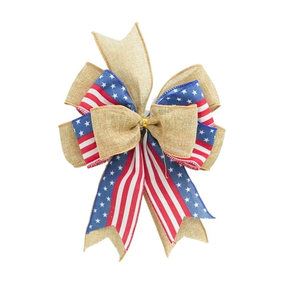 WSBDENLK Independence Day Decorative Small Bow, 4th of July Patriotic Red White Blue Ribbon Bow for Wreath Door Porch Wall
