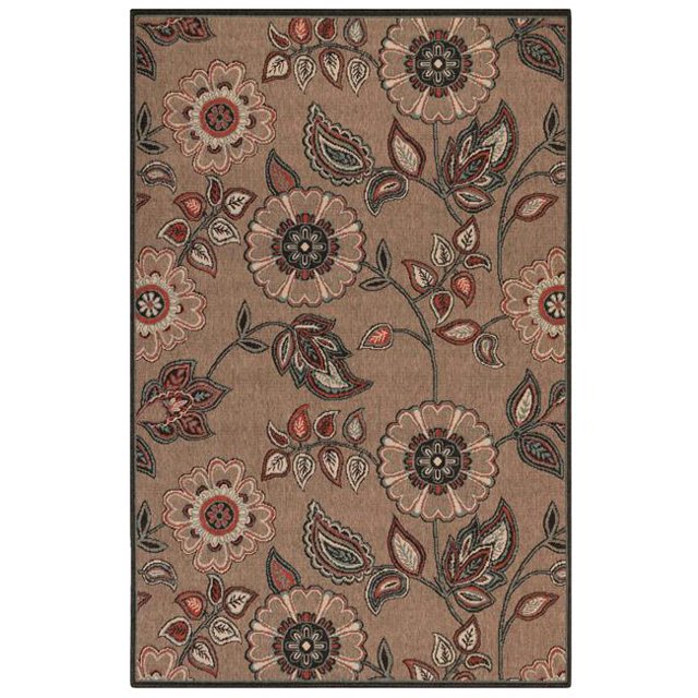 Trans-Ocean Imports RVI45763022 39 x 59 in. Liora Manne Riviera Floral Vine Indoor & Outdoor Wilton Woven Rectangle Rug - Tan