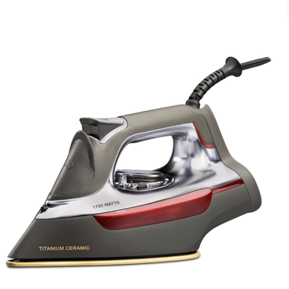 Steam Iron for Clothes with 300 Holes for Powerful Steam ing, Temperature Guide Dial, 1700 Watts, XL 10’ Cord, 3-Way Auto Shutoff, Titanium Infused Ceramic Soleplate, Silver (13101)