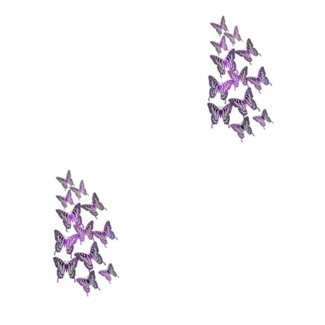 Baohd Add Of Color With Colorful Butterflies Wall Stickers Decorative Butterflies Simulated Butterflies Home Decor LK12 Purple 2Set