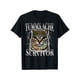 thumbnail image 1 of Camiseta gráfica de gato con sombrero de soldado - Texto metálico "Superviviente de dolor de estómago" - Camiseta 100 % algodón, 1 of 6