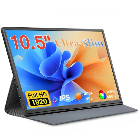 moonka 10.5inch Portable Monitor 1920x1280P FHD IPS Screen USB-C Laptop Second External for Laptop,PC,Mac Phone,PS,Swich,IPS Ultra-Thin Zero Frame Ga