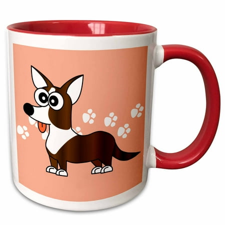 

3dRose Brindle Cardigan Corgi with Paw Prints - Two Tone Red Mug 11-ounce