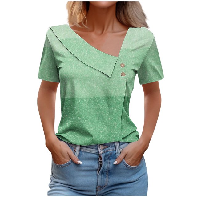 Blouses pour Femmes T-Shirt à Col en V Décontracté à Manches Courtes pour le Printemps et l'Été