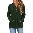 thumbnail image 2 of FAHUOMU Women's Half Button Shirt Hooded V Neck Long Sleeve Drawstring Pullover Tops Fall Winter Fashion Warm Clothes With Pockets, 2 of 7
