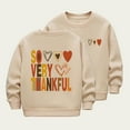 thumbnail image 2 of Kids Printed Round Neck Long Sleeve Fleece Pullover Sweatshirt Casual Comfortable Thanksgiving Love Design No Hood Top for Children Holiday Home Wear Kids Fleece Top, 2 of 5