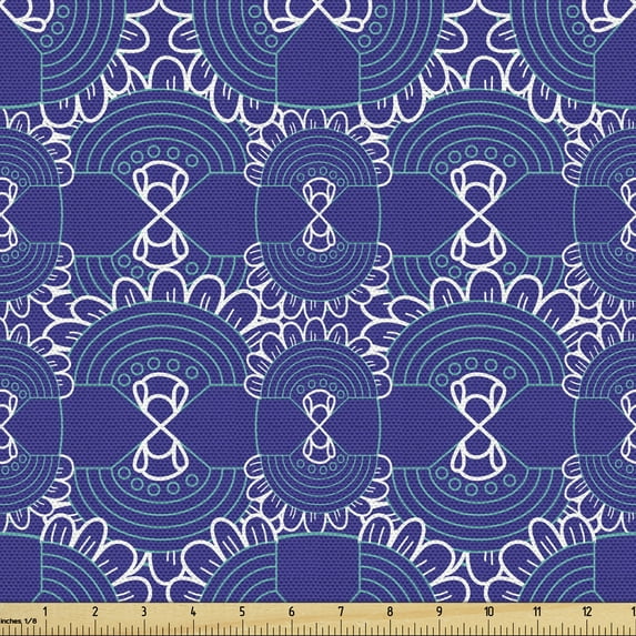 Abstract Fabric by the Yard, Floral Inspiration Retro Motifs Ornaments Pattern, Decorative Upholstery Fabric for Sofas and Home Accents, Lavender Multicolor by Ambesonne