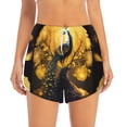 thumbnail image 2 of Yiaed Elegant Gold Leaf Peacock Print Women's Running Shorts with Liner 3 Zipper Pockets Elastic Workout Athletic Gym Yoga Shorts-XX-Large, 2 of 7