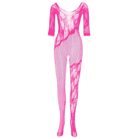 

Fesfesfes Women s One-piece Lingerie Mesh Lace High Elastic Jumpsuit Pantyhose Suspender Sheer Fishnet Garter Underwear Set Gifts for Her Sale