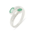 thumbnail image 1 of LBG British Made 9k White Gold Natural Emerald Womens Band Ring - 33 size options - Size 6.75, 1 of 6