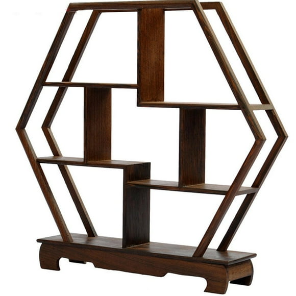 NWFashion Présentoir en Bois de Rose Chinois Décoration Curio Étagères (Hexagone)