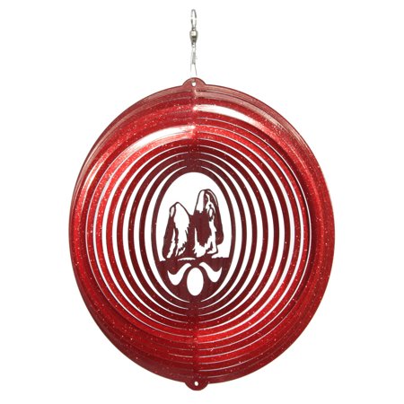 SWEN Products SHIH TZU Dog Circle Swirly Metal Wind Spinner