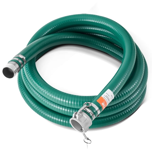 VEVOR Suction Hose, 2 in x 20 ft, Aluminum Fittings, Fit Various Pumps, Heavy Duty Hose for Sewage Treatment, Water Transfer and Agricultural Purposes