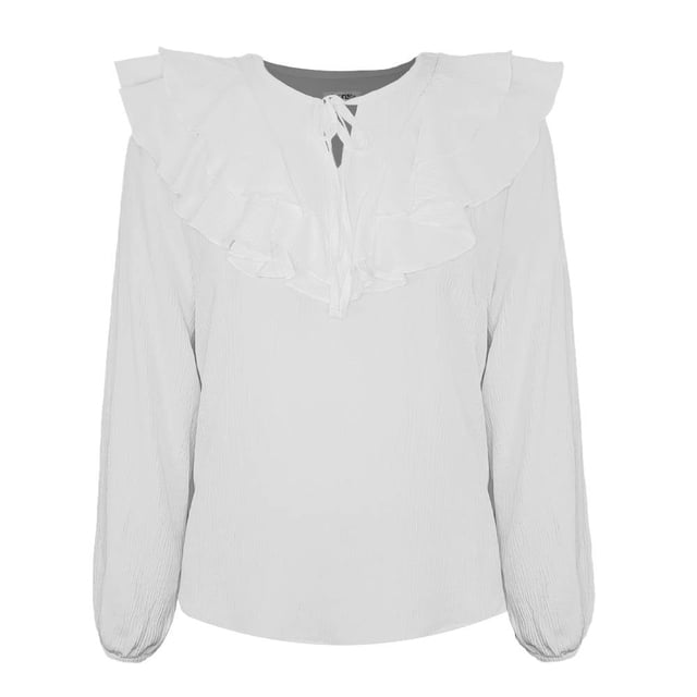 GEORGE G BLUSA CR ML OLANES EN PECHO BLANCO