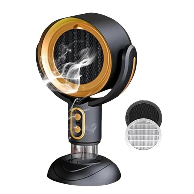 Ventilador Purificador, Filtro Extraíble y Lavable, Ventilador Portátil para Humo, Ventilador Purificador para Humo, Negro y Dorado