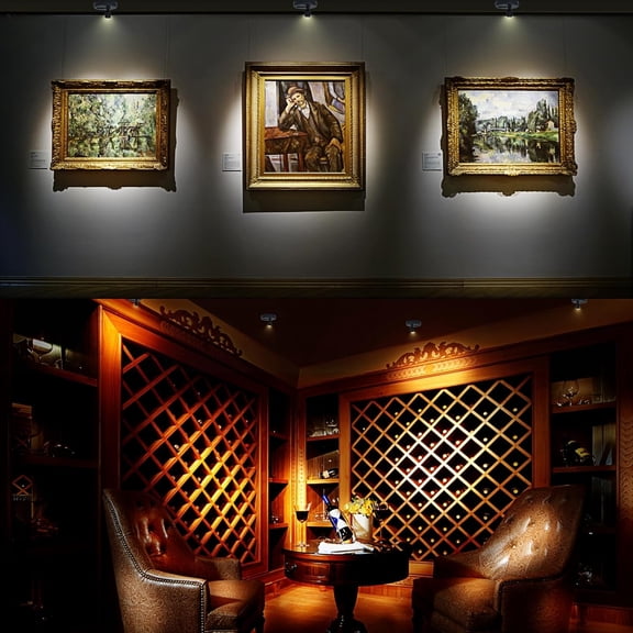 LED Spotlight, Battery Powered Picture Lights, Uplighting Indoor, Puck Lights with Remote, Plant Spot Light for Wall Art Display Dartboard Painting Artwork Accent Closet-4Pack