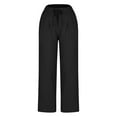 thumbnail image 6 of LMOIPLI Women's Elastic High Waisted 2024 Fashion Casual Long Palazzo Pants Trousers Wide Leg Pants with Pockets Loose Work for Women Black,XXL, 6 of 7