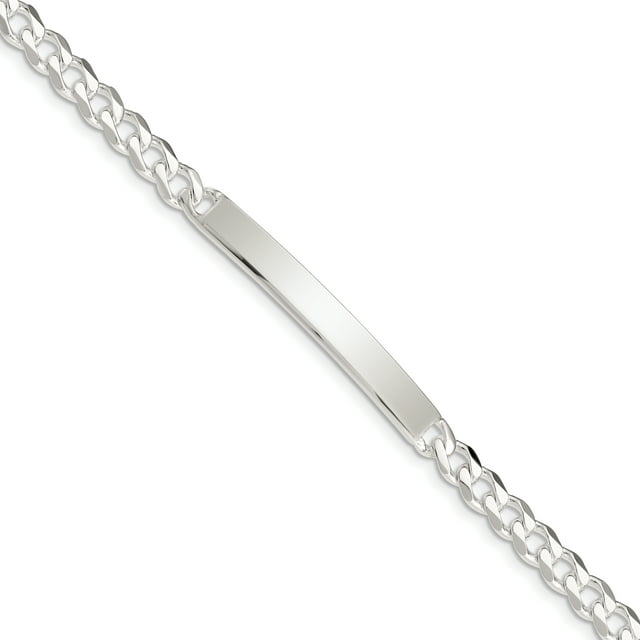 Bracelet d'Identification de Barre de Nom de Bordure en Argent 925