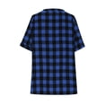thumbnail image 4 of Blouse for Women V Neck Short Sleeve Fashion Loose Fit Large Checkered Pattern Button Down Breathable Soft Summer Tunic Tops, 4 of 6
