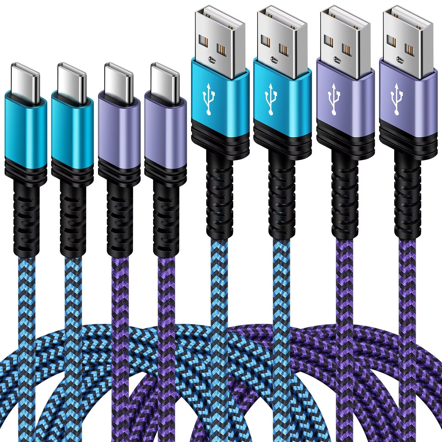 High-Speed USB-C To USB-C Fast Charging Cable + USB-A Adapter – Nylon Braided (1-10ft) - View #4