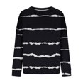 thumbnail image 5 of Tittly Sweatshirt for Women Womens Pullover Oversized Sweatshirt For Women Striped Pullover Crewneck Long Sleeve Shirts Crewneck Sweatshirts Women Graphic Sweatshirts for Women Black L, 5 of 6