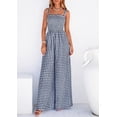 thumbnail image 3 of PRETTYGARDEN One Piece Jumpsuits for Women Summer Sleeveless Smocked Gingham Wide Leg Date Night Rompers Spring Outfits, 3 of 10